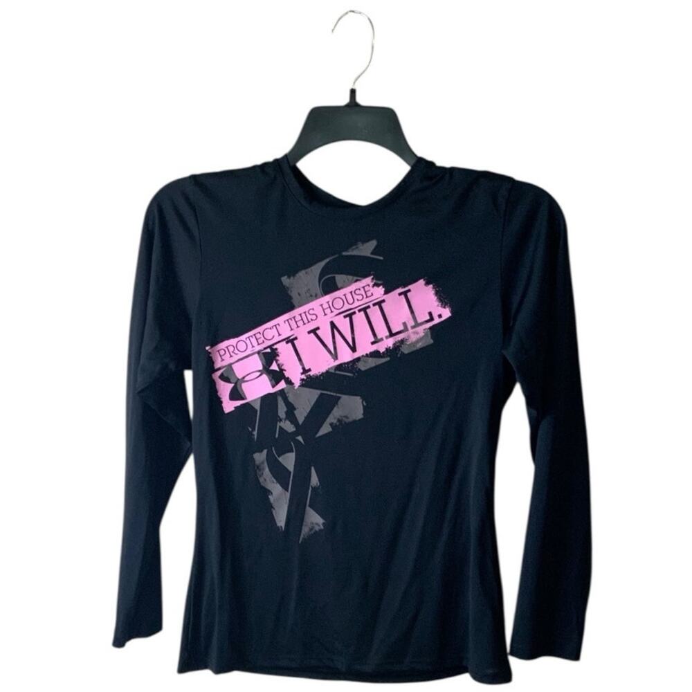 Under Armour HeatGear Shirt Women SM Semi Fitted Graphic Long Sleeve